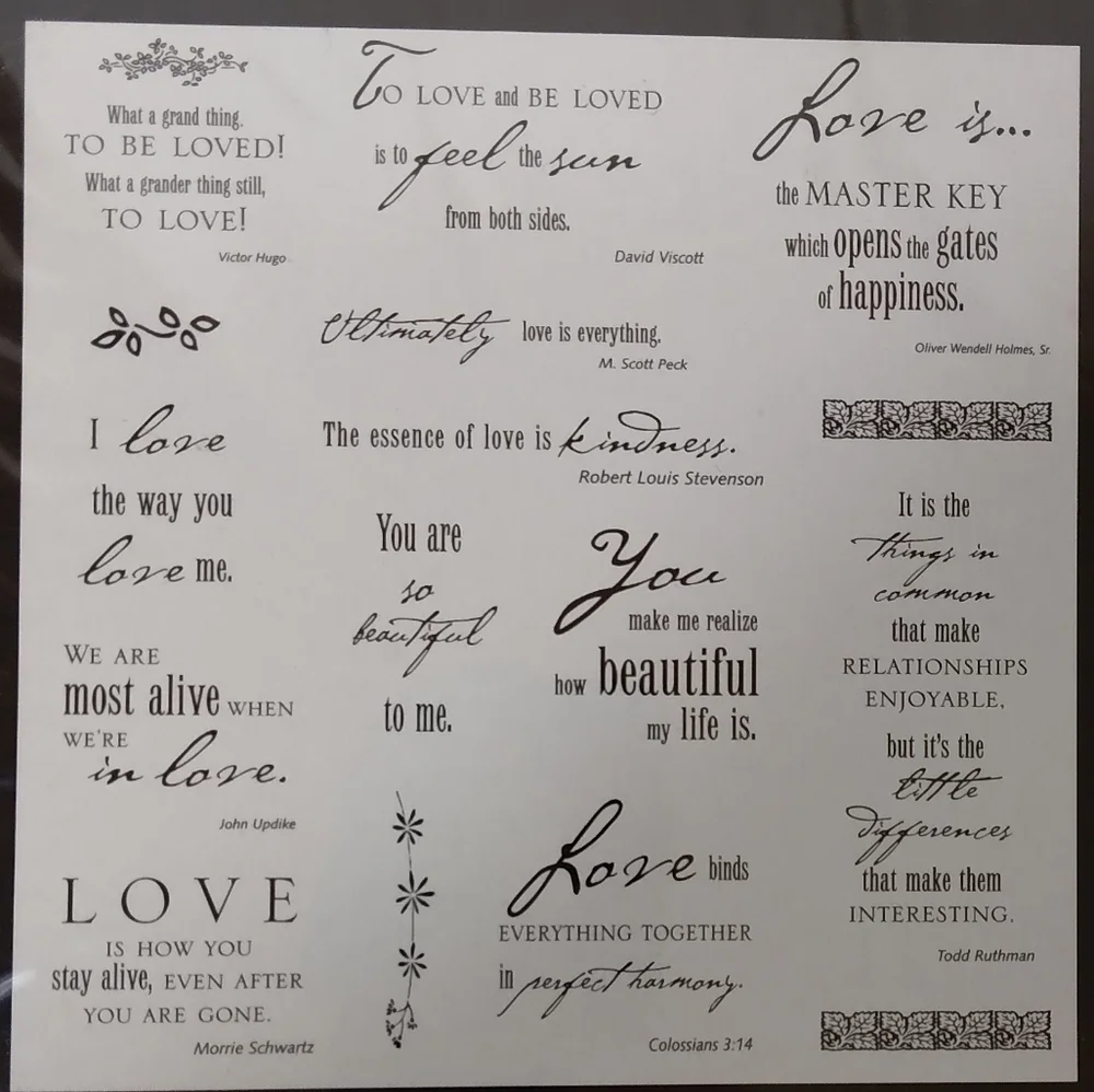 Simple Thoughts 16 Piece LOVE Clear Stamp Set by Cloud 9 Design Paper Crafts